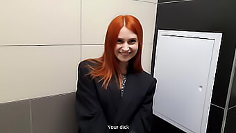 A Redhead Teen Gets Fucked In The Toilet By Her Coworker